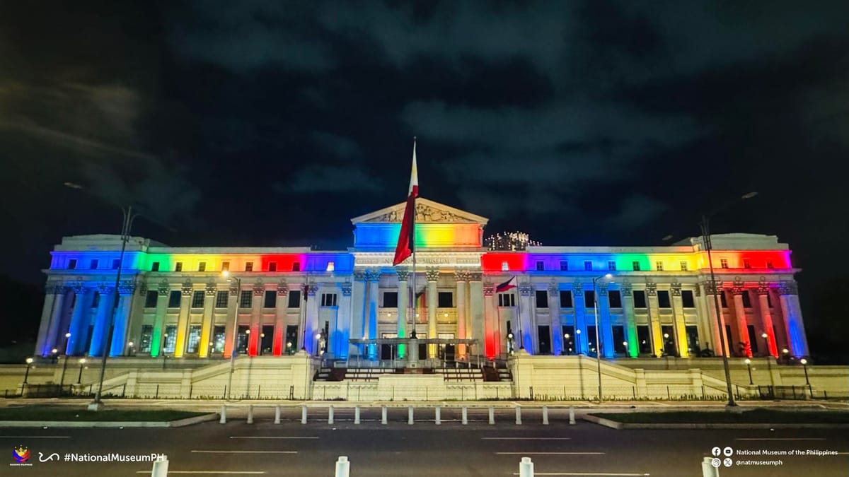 National Museum of the Philippines lit up in rainbow colours to celebrate Pride Month