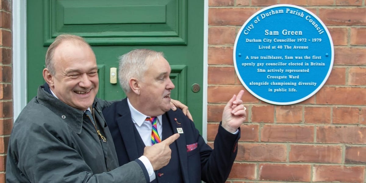 Chair of Durham Pride helps unveil plaque for UK's first openly gay elected politician