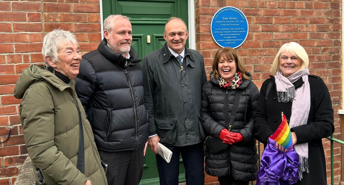 Blue plaque unveiled in Durham honouring trailblazing gay councillor Sam Green