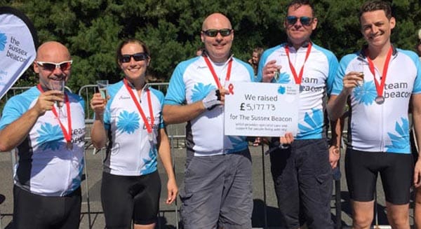 London to Brighton cycle team raises over £5k for Sussex Beacon