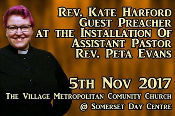Village MCC – guest preacher, Rev Kate Harford