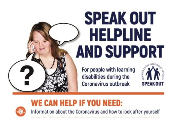 Brighton & Hove Speak Out continuing to support people with learning disabilities during Coronavirus emergency