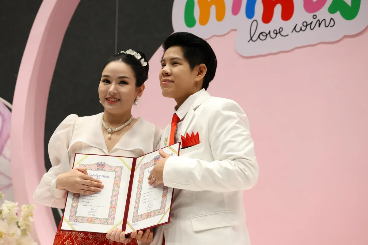 LOVE WINS: Hundreds of LGBTQ+ couples marry in Thailand as country becomes first in Southeast Asia to legalise same-sex unions