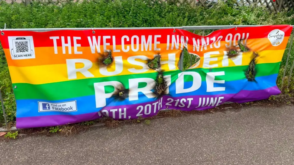 "You will not put us down." Rushden Pride organisers defiant after replacement banner is set alight