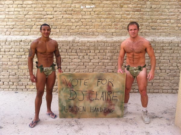 Our boys in Afghanistan support DJ Claire Fuller’s Golden Handbag bid