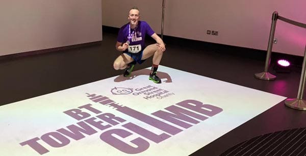 Danny Dwyer runs up BT Tower for Great Ormond Street