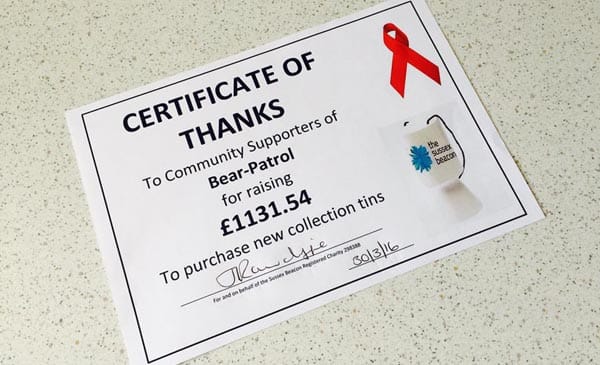 Bear-Patrol buy new collecting tins for Sussex Beacon