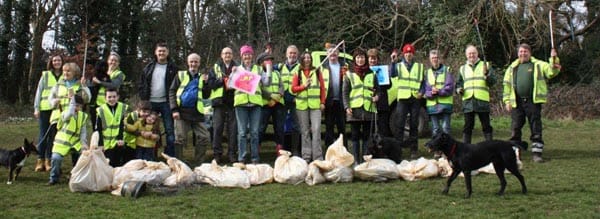 Volunteer litter pickers clean up the city