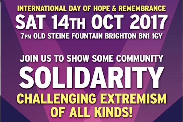 International Day of Hope and Remembrance – Brighton Vigil – this evening at 7pm