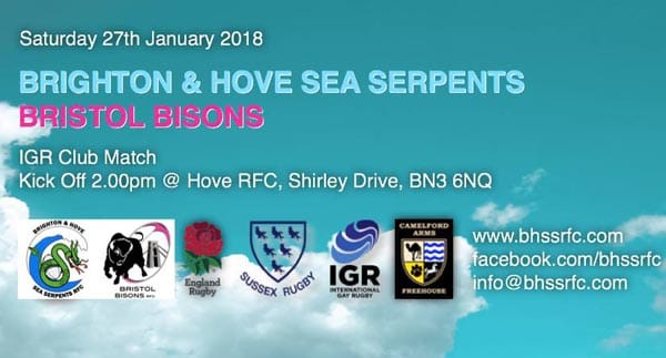 Sea Serpents RFC play Bristol Bisons tomorrow in Hove