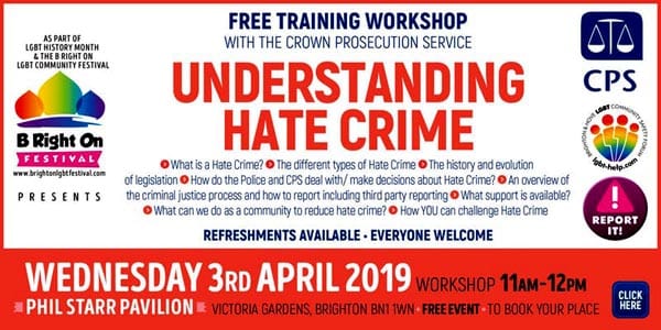 B RIGHT ON LGBT+ Community Festival: Understanding Hate Crime – with The Crown Prosecution Service