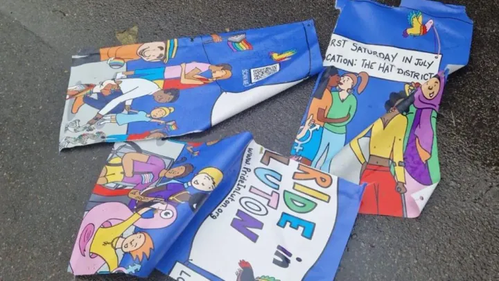 Organisers of Pride in Luton “more defiant and determined than ever” after vandals destroy Pride banner for the third time