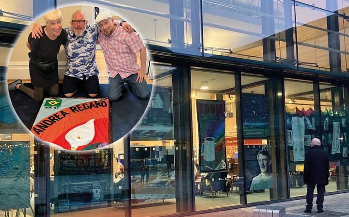 Powerful exhibition in the main windows of Jubilee Library, commemorating lives lost to HIV/AIDS