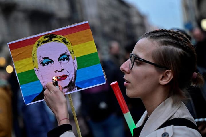 Thousands protest in Budapest against law banning Pride march and the use of facial recognition software to identify attendees