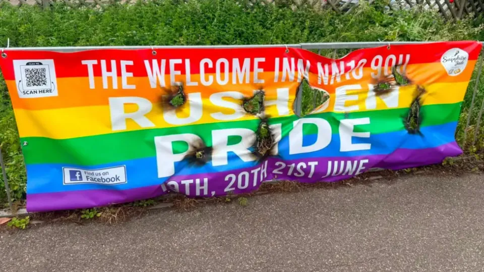 "You will not put us down." Rushden Pride organisers defiant after replacement banner is set alight