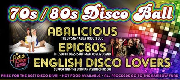 Tonight at the B RIGHT ON LGBT Community Festival: 70s/80s Disco Ball goes ahead at 7.30pm