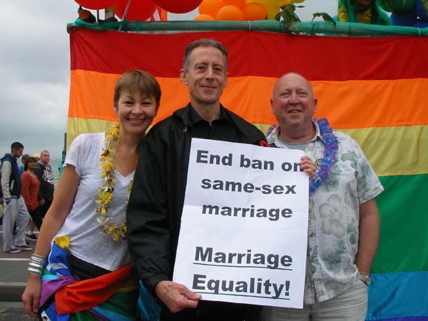 Caroline Lucas, Peter Tatchell & Keith Taylor at Brighton Pride