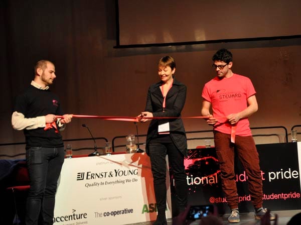 Caroline Lucas MP cuts the ribbon to open Student Pride 2013