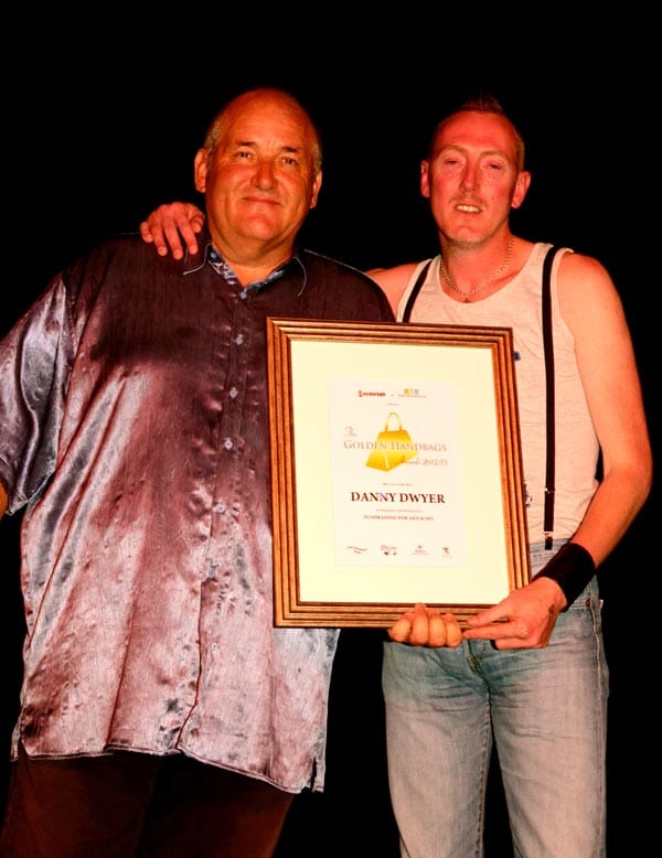 Danny Dwyer receives Community Fundraising Award at Golden Handbags