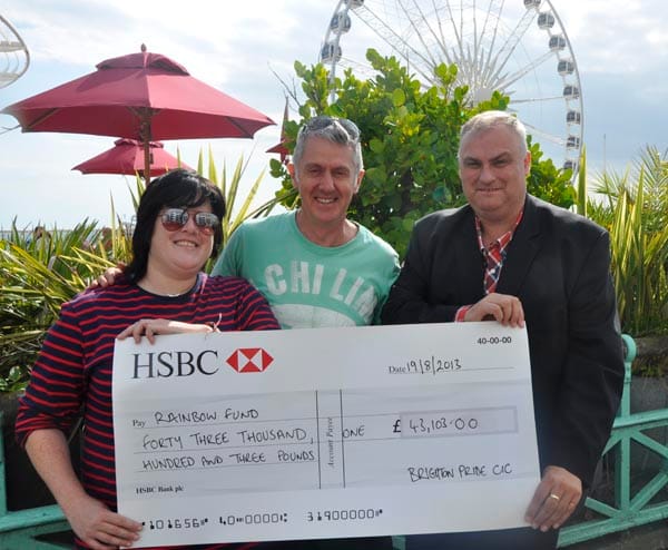 Dulcie Weaver, Paul Kemp & Chair of Rainbow Fund Paul Elgood