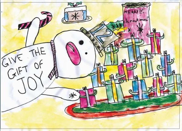 Christmas card designed by Linus Genciana of St John the Baptist Primary School in Whitehawk