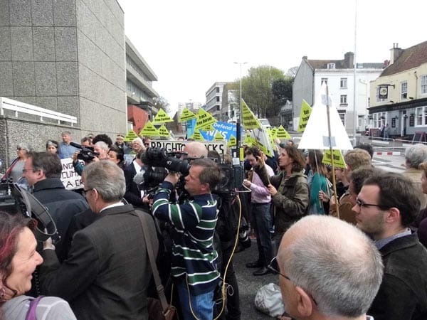 Outside Brighton Magistrates Court in Edward Street, Brighton