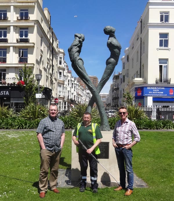 Chris Cooke, Cityclean worker Kevin Watts and Romany Mark Bruce