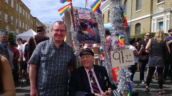 Chris Cooke from the Rainbow Fund with George Montague
