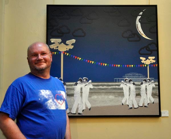 Richard Denne with the original of the print he created to help raise money for the Rainbow Fund.