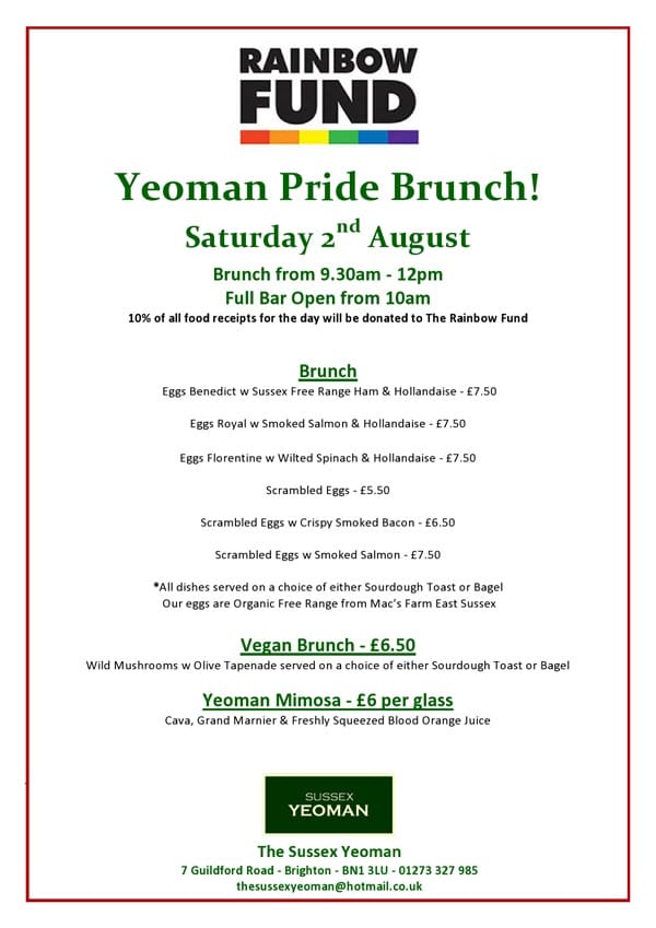 Pride Brunch at Sussex Yeoman