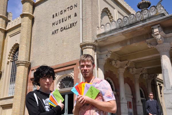 Kelly Boddington and Robert White with the LGBTQ Trail leaflets