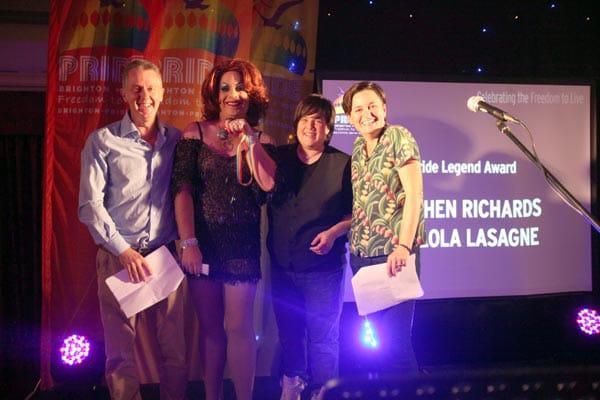 Lola Lasagne receives the Pride Legend medal