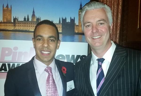SImon Kirby MP with PinkNews editor, Joseph McCormick
