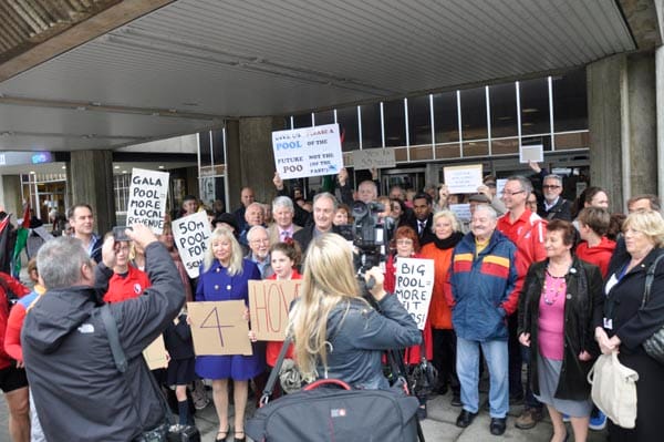 Mike Weatherley Swimming Pool Protest