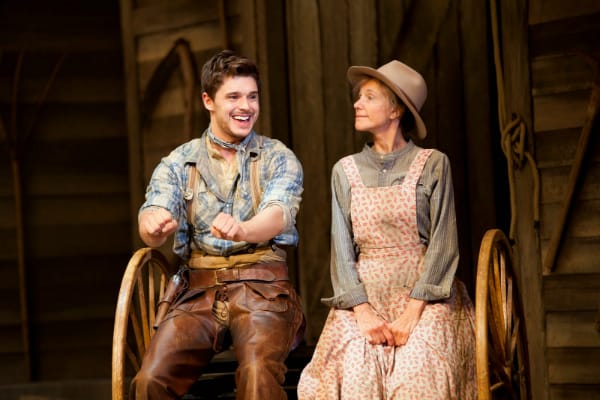 Ashley Day as Curly and Belinda Lang as Aunt Eller in the National tour of OKLAHOMA! credit Pamela Raith