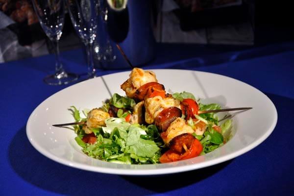Chicken and Chorizo skewers on a summer salad £7.00
