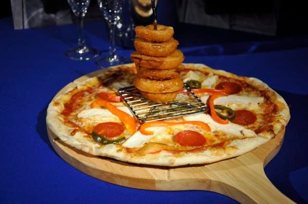 Onion Ring Tower of Pizza, £7.75