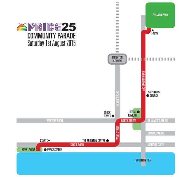 Brighton Pride Parade Route 2015