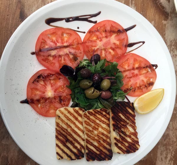 Grilled haloumi and tomato