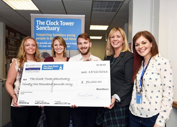 Pictured;[LtR] Sam Binks, Sophie Urwin, Robbie Vaughan all from RiverStone Management Limited, Kate Kirkham - CEO and Natalie Borg - Development Manager of The Clock Tower Sanctuary