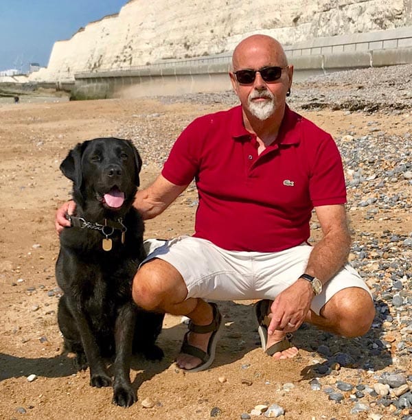 Richard Jeneway with his guide dog Clover aka MooMoo