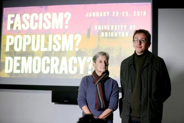 Judith Butler with the University of Brighton's Mark Devenney