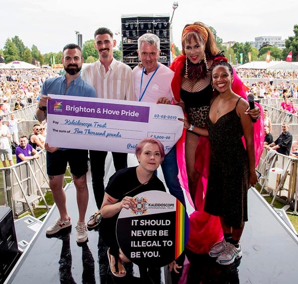 Representatives from The Kaleidoscope Trust receive cheque for £5,000 from Paul Kemp: Photo Chris Jepson